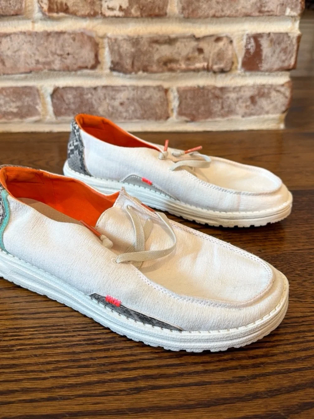 Women’s Hey Dude Canvas Slip-On Shoes with Orange Lining